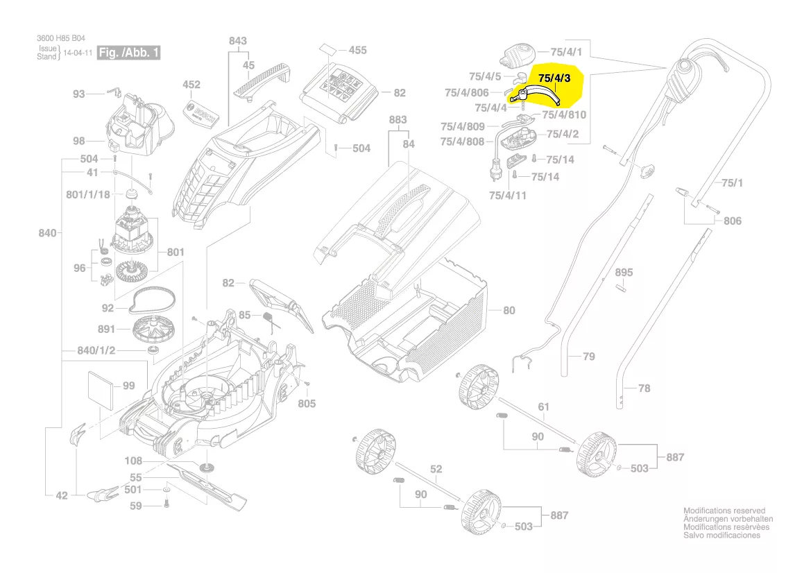 Levier commande interrupteur réf. F 016 L66 238 BOSCH